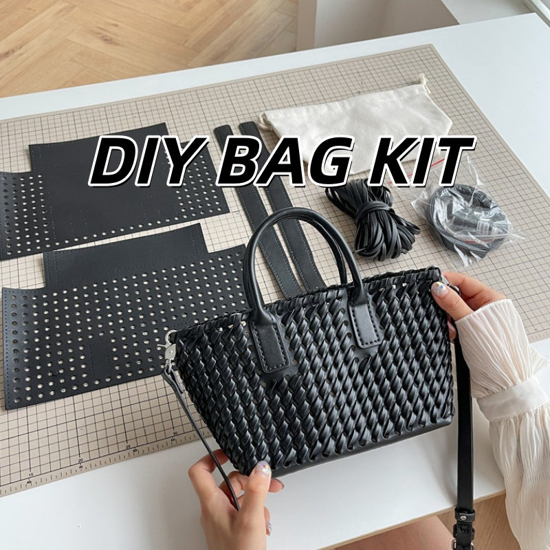 DIY Handmade PU Leather Tote Bag Kit for Beginners | Easy Sewing Crossbody Shoulder Handbag with Video Tutorial Gift Set