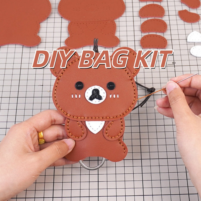 DIY Leather Key Holder Kit for Beginners – Handmade Cowhide Key Case with Video Tutorial & Complete Sewing Set