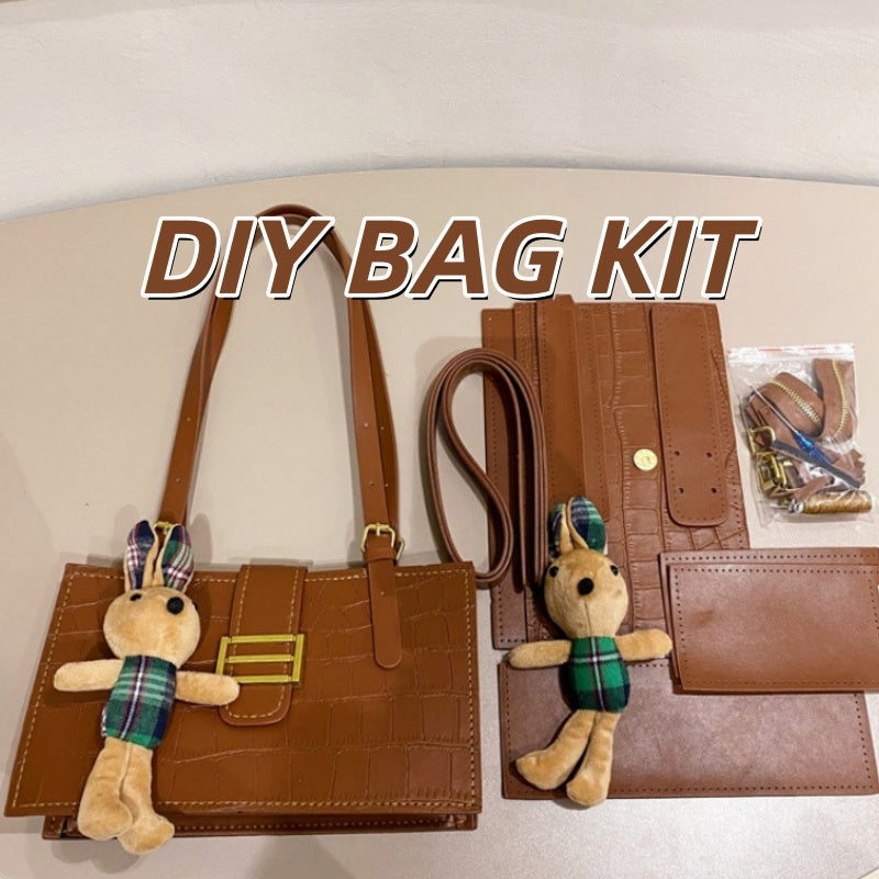 DIY PU Leather Handbag Sewing Kit for Beginners – Handmade Tote Bag Craft Kit with Pre-Cut Materials & Video Tutorial