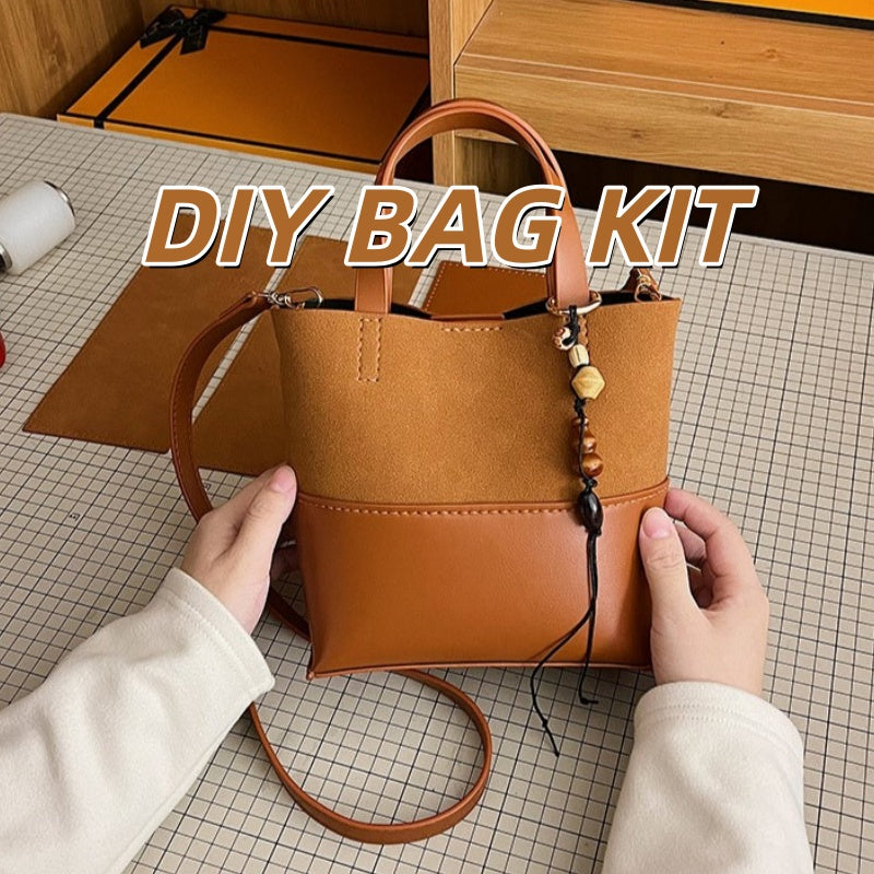 DIY Suede Shoulder Bag Kit for Beginners – Handmade Crossbody & Handbag Sewing Kit with Pre-Cut Materials and Video Tutorial