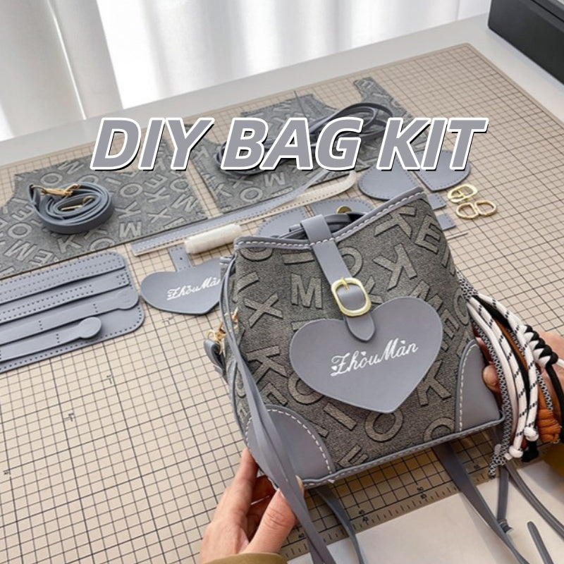 DIY PU Leather Crossbody Bag Kit for Beginners – Handmade Shoulder Bag Sewing Kit with Pre-Cut Leather Pieces & Video Tutorial