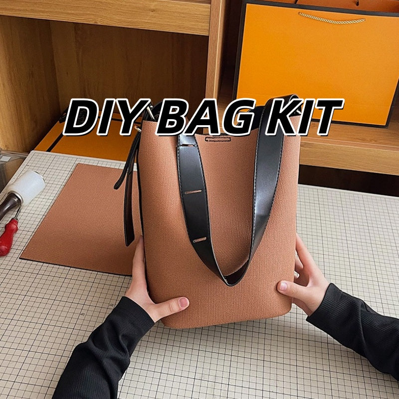 DIY Denim Shoulder & Tote Bag Kit for Beginners – Pre-Cut Sewing Craft Set with Video Tutorial, Handmade Canvas Denim Handbag DIY Kit