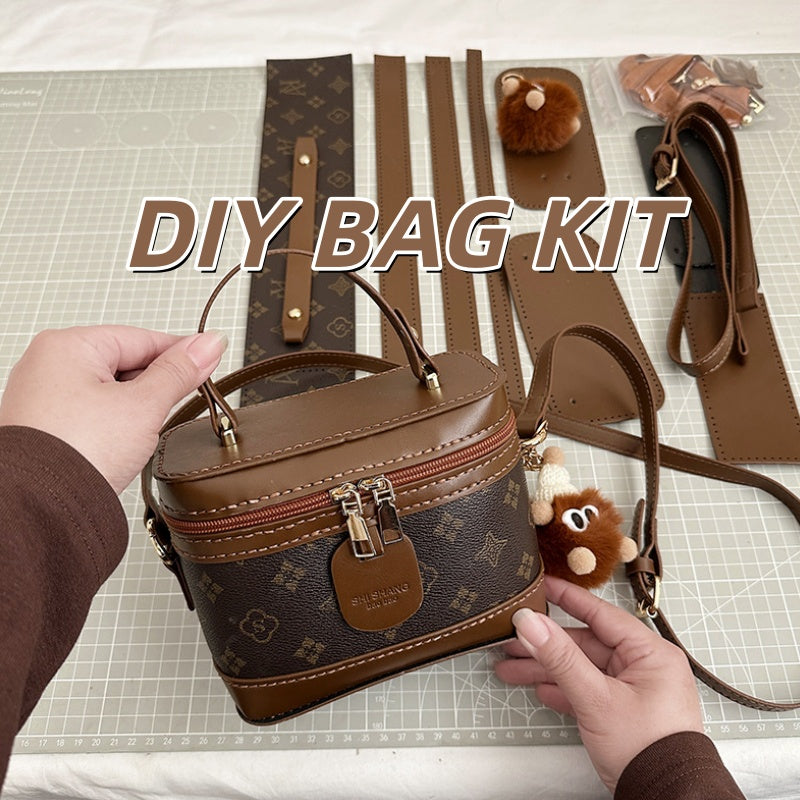 DIY PU Leather Handbag Kit for Beginners – Handmade Crossbody Shoulder Bag Sewing Kit with Pre-Cut Materials & Video Tutorial