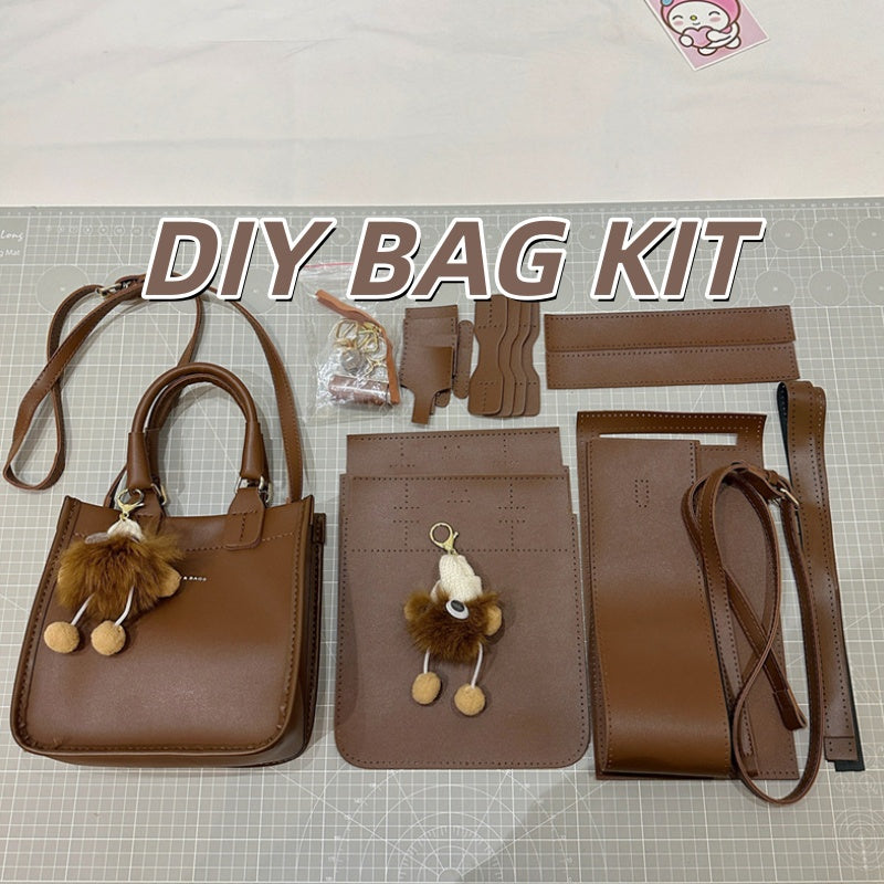 DIY PU Leather Handbag Kit for Beginners – Handmade Crossbody Tote Bag Sewing Kit with Adjustable Strap & Video Tutorial