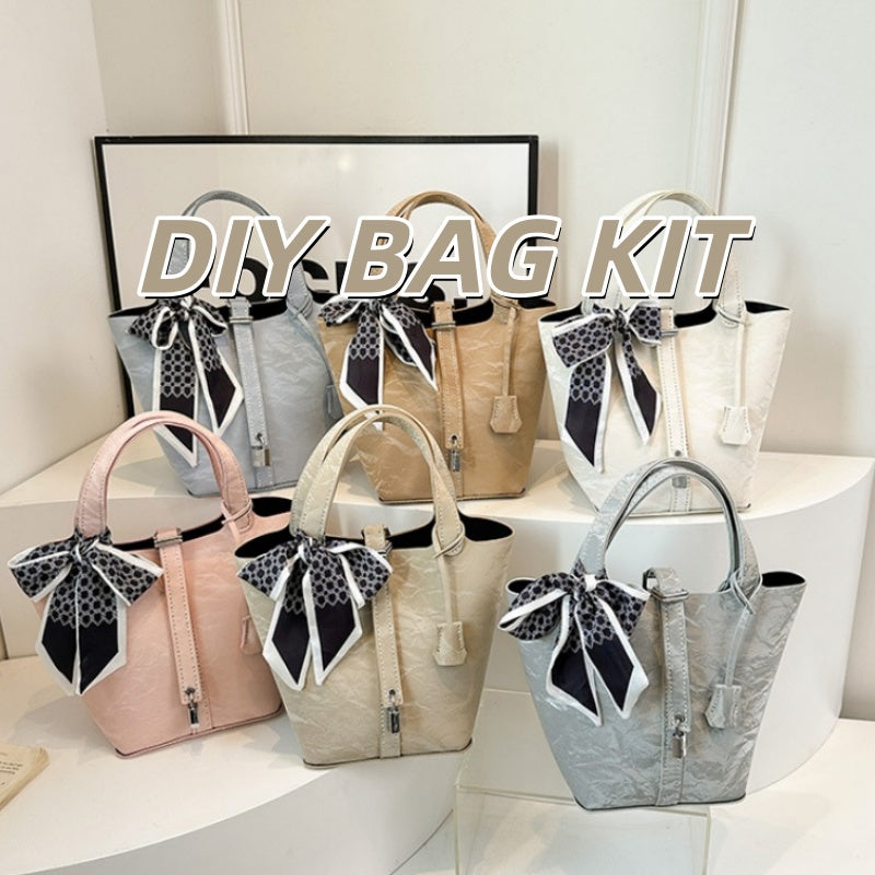 DIY PU Leather Tote Bag Kit – Handmade Large Capacity Handbag Craft Kit for Beginners with Video Tutorial