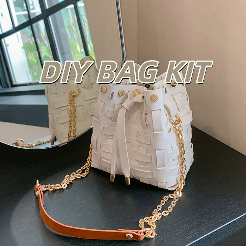 DIY PU Leather Shoulder Bag Kit for Beginners – Pre-Cut Crossbody Purse Sewing Craft Kit with Video Tutorial, Handmade Handbag Gift