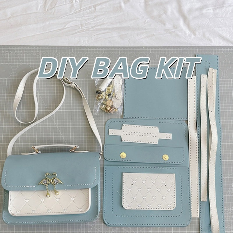 DIY Crossbody Bag Kit – Handmade PU Leather Shoulder Bag Craft Kit for Beginners with Video Tutorial (Top Handle & Adjustable Strap)
