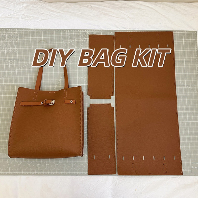 DIY Leather Shoulder Bag Kit for Beginners | Handmade PU Leather Tote Bag Sewing Craft Set with Video Tutorial Gift for Her