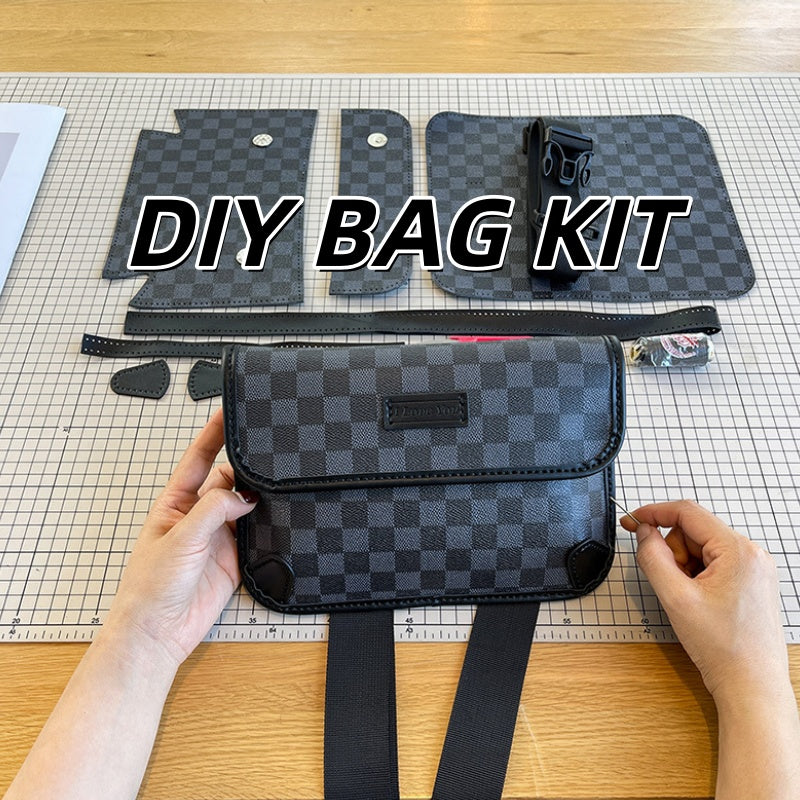 DIY PU Leather Crossbody Bag Kit – Handmade Shoulder Bag Craft Kit for Beginners with Video Tutorial (Letter Design Vintage Style)