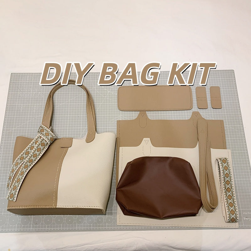 DIY Handmade PU Leather Tote Bag Kit – Beginner-Friendly Craft Set with Pre-Cut Materials & Video Tutorial | Large Capacity Shoulder & Hand Carry Bag