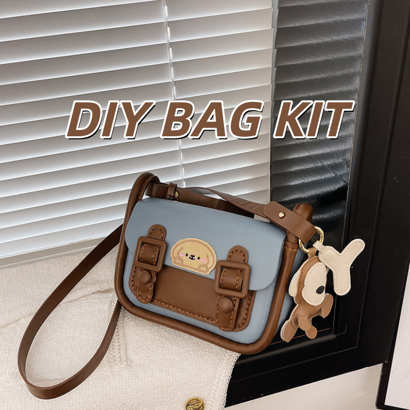 DIY PU Leather Crossbody Bag Kit for Beginners – Pre-Cut & Pre-Punched Sewing Craft Set with Video Tutorial, Handmade Gift Bag Kit