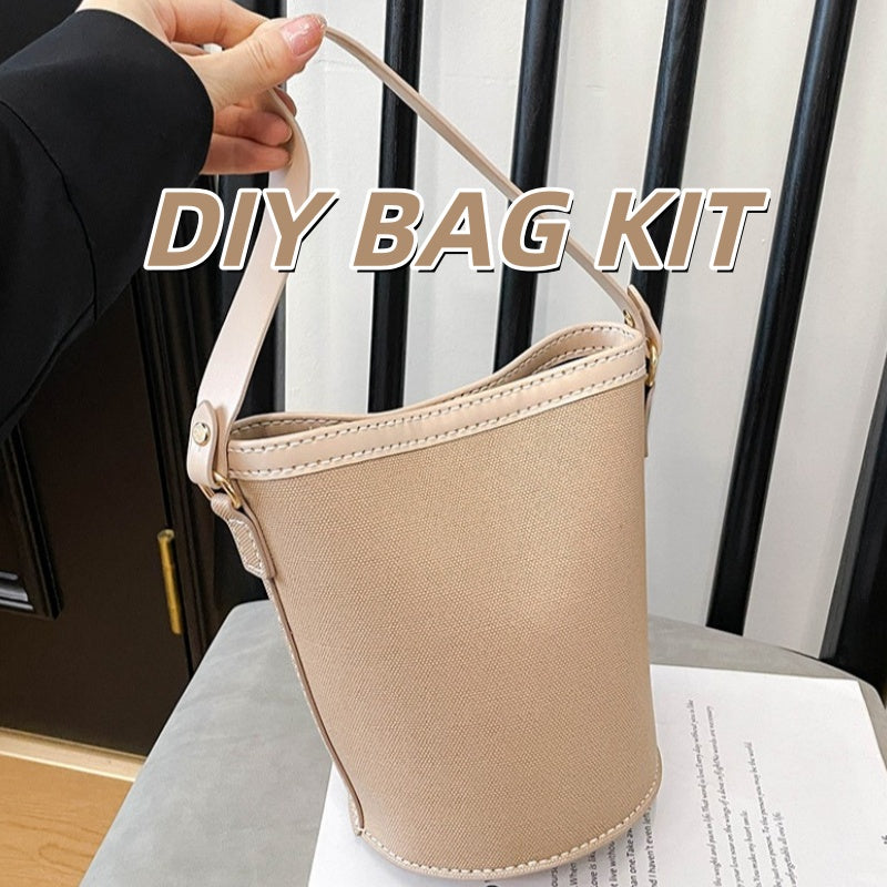 DIY PU Leather Bucket Bag Kit for Beginners – Handmade Shoulder & Crossbody Bag Sewing Kit with Video Tutorial