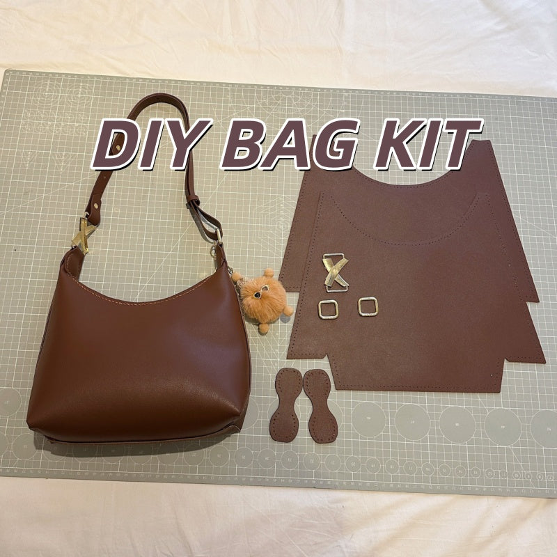 DIY PU Leather Tote Bag Kit for Beginners – Handmade Shoulder & Crossbody Bag Craft Set with Video Tutorial