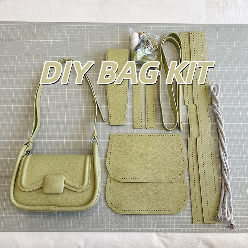DIY PU Leather Handbag Sewing Kit for Beginners – Handmade Crossbody Tote Bag Craft Set with Video Tutorial & Pre-Cut Materials