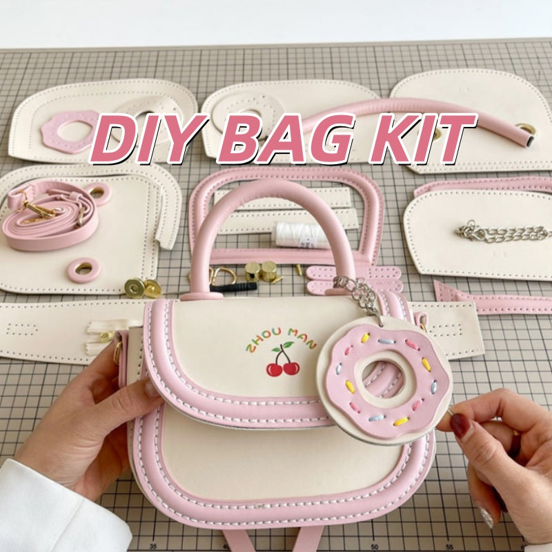 DIY PU Leather Shoulder Bag Kit for Beginners – Handmade Crossbody & Handbag Sewing Kit with Pre-Cut Materials and Video Tutorial