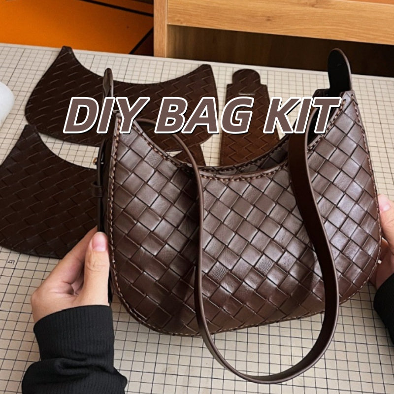 DIY PU Leather Tote Bag Kit for Beginners – Handmade Shoulder Handbag Sewing Kit with Video Tutorial & Complete Materials