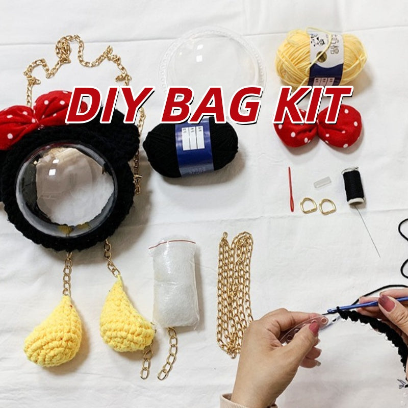 DIY Crochet Shoulder Bag Kit for Beginners | Handmade Yarn & Acrylic Crossbody Bag Craft Set with Video Tutorial