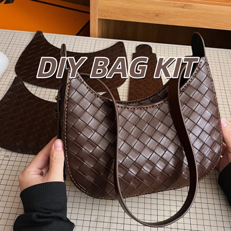 DIY PU Leather Handbag Kit for Beginners – Pre-Cut & Pre-Punched Handbag Sewing Kit with Video Tutorial, Elegant Crossbody Shoulder Bag Craft Set