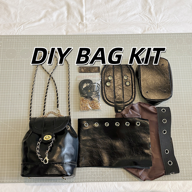 DIY PU Leather Backpack Kit for Beginners – Pre-Cut & Pre-Punched Mini Backpack Sewing Kit with Video Tutorial, Handmade Gift Craft Set