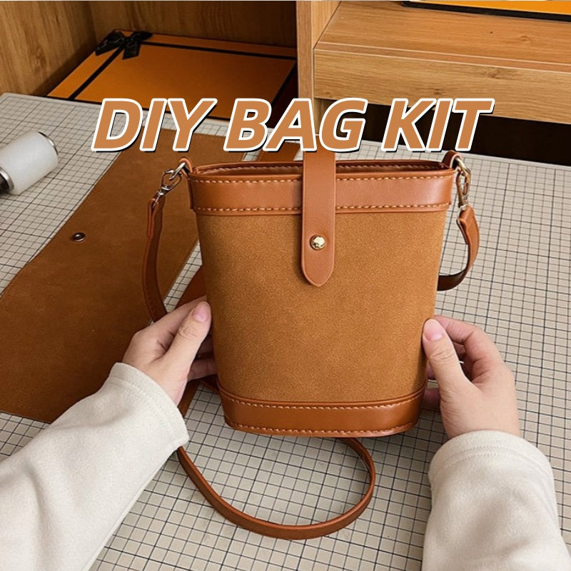 DIY Matte Leather Shoulder Bag Kit for Beginners – Handmade Crossbody Bag Sewing Kit with Pre-Cut Materials & Video Tutorial
