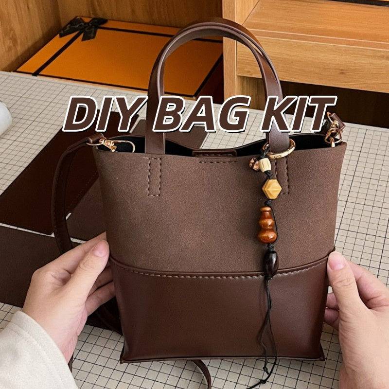 DIY Leather Handbag Kit – Beginner-Friendly 8-Minute Craft Set | Pre-Cut & Pre-Processed Materials | Handmade Crossbody/Shoulder Tote Bag Gift Set