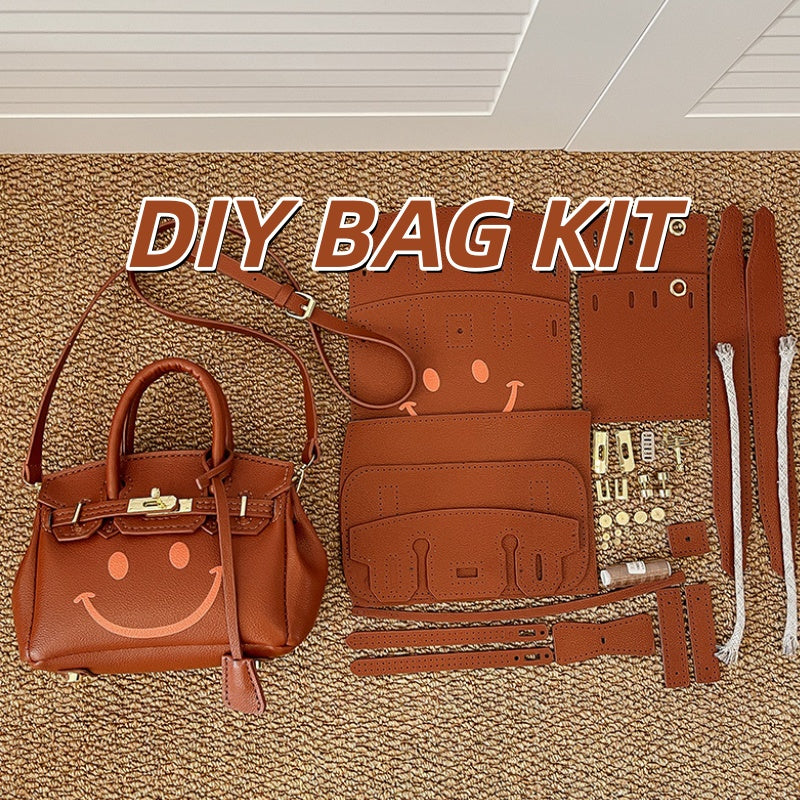 DIY PU Leather Handbag Kit for Beginners – Pre-Cut Crossbody & Handheld Sewing Kit with Video Tutorial, Elegant Small Tote Craft Set