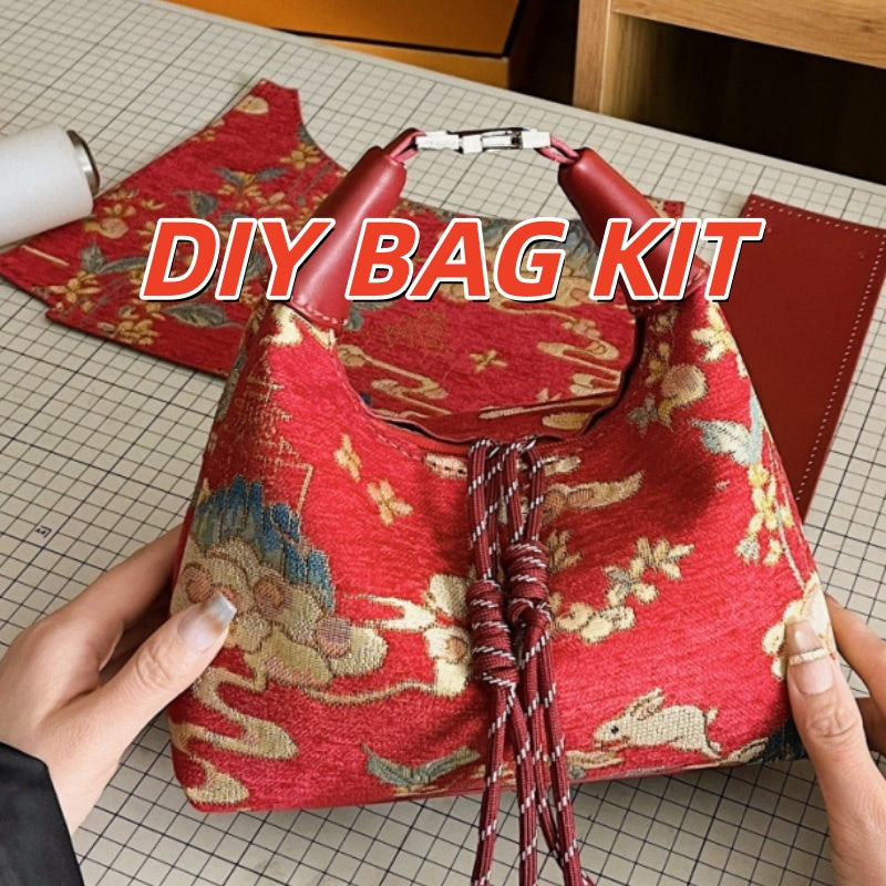 DIY PU Leather Handbag Kit for Beginners – Pre-Cut Sewing Craft Set with Video Tutorial, Elegant Mini Tote Bag Handmade Gift Kit