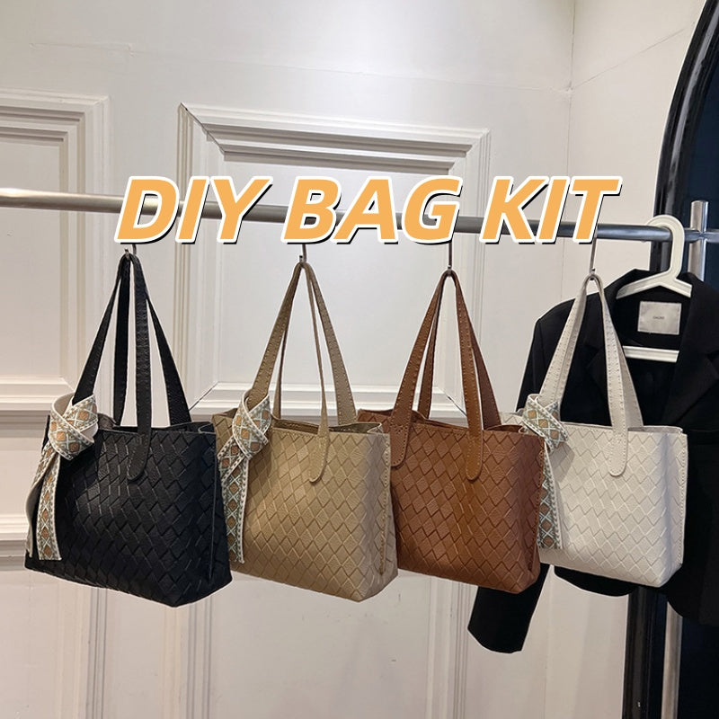 DIY PU Leather Tote Bag Kit – Handmade Shoulder Handbag Craft Kit for Beginners with Video Tutorial (Large Capacity Everyday Bag)