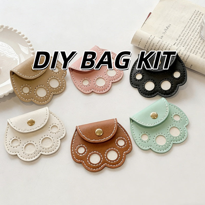 DIY Cat Paw Coin Purse Kit – Handmade PU Leather Mini Pouch & Bag Charm Craft Kit for Beginners with Video Tutorial