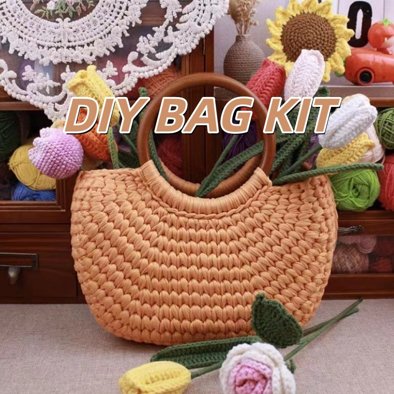 DIY Scallop Tote Bag Crochet Kit – Handmade Woven Handbag Craft Set for Beginners with Video Tutorial
