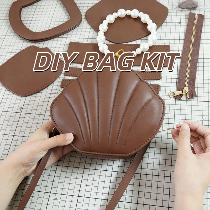 DIY Handmade Leather Handbag Kit – Beginner Craft Set with Pre-Cut Genuine Leather & Video Tutorial | Top Handle / Crossbody / Shoulder Bag