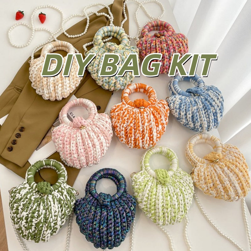 DIY Crochet Shoulder Bag Kit for Beginners – Handmade Yarn Purse Craft Kit with Video Tutorial & Complete Materials
