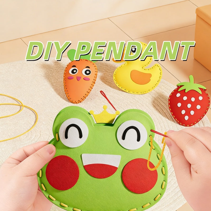 DIY Felt Doll Keychain Craft Kit for Kids – Handmade Sewing Activity Set with 5 Random Designs & Video Tutorial