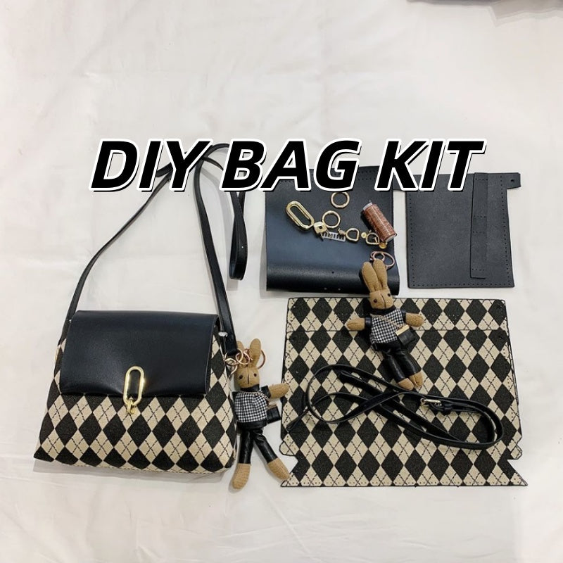 DIY Minimalist PU Shoulder Bag Kit – Beginner-Friendly 8-Minute Handmade Craft Set | Pre-Cut Materials | Black & White Crossbody Bag Gift for Women