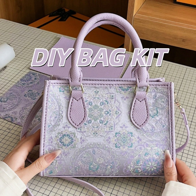 DIY PU Leather Handbag Kit for Beginners – Pre-Cut Sewing Craft Set with Video Tutorial, Elegant Crossbody Shoulder Bag Handmade Kit