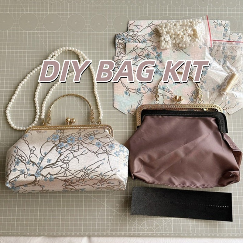 DIY Embroidered Crossbody Bag Kit for Beginners – Pre-Cut Sewing Craft Set with Video Tutorial, Handmade Floral Shoulder Bag DIY Kit