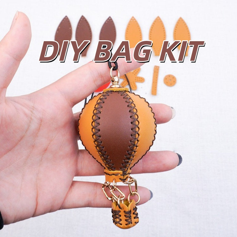 DIY Genuine Leather Keychain Charm Kit for Beginners – Handmade Bag Charm & Keyring Craft Kit with Pre-Cut Materials and Video Tutorial
