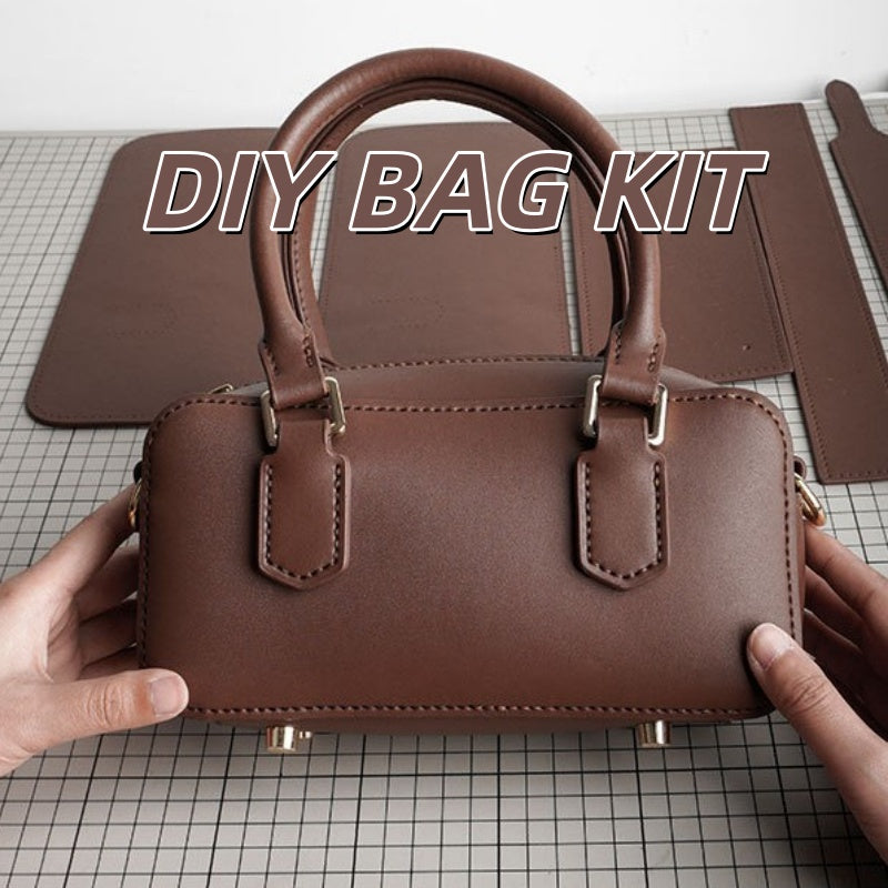 DIY Leather Shoulder Bag Kit for Beginners – Handmade Crossbody Tote Purse Sewing Kit with Pre-Cut Materials & Video Tutorial