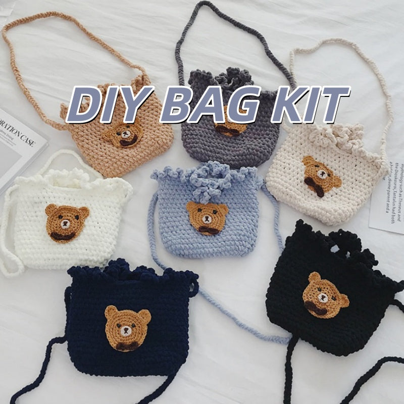 DIY Crochet Animal Shoulder Bag Kit for Beginners – Handmade Bear & Fruit Crossbody Bag with Video Tutorial