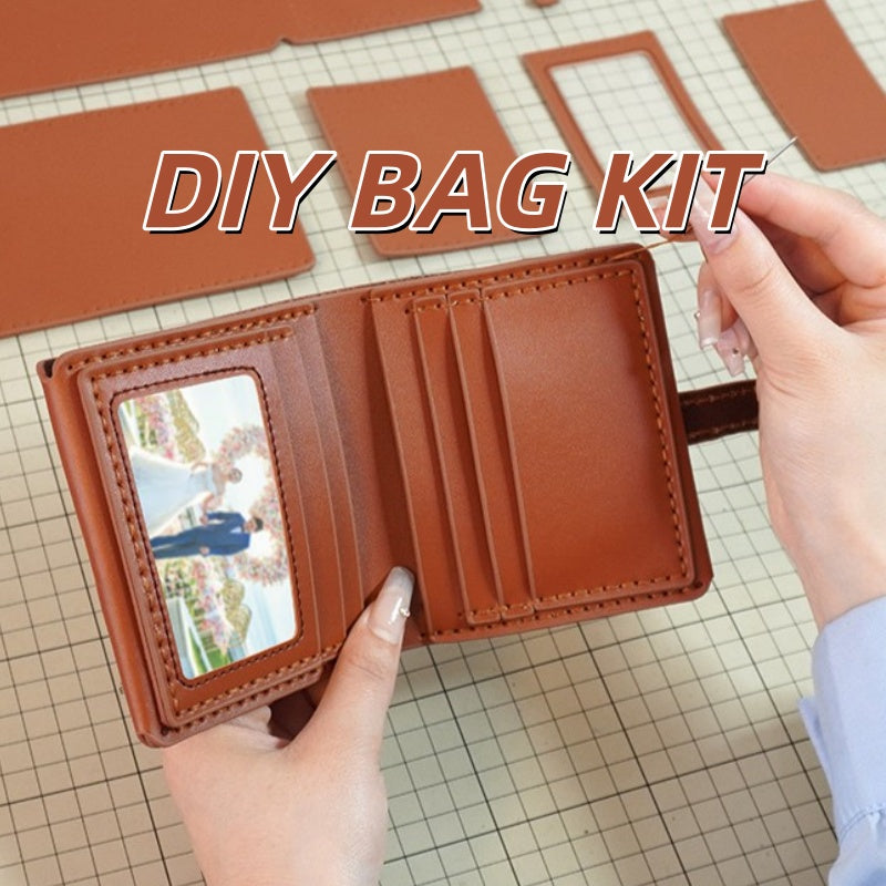 DIY Leather Wallet Kit for Beginners – Handmade Cowhide Bi-Fold & Tri-Fold Wallet Sewing Kit with Pre-Cut Leather and Video Tutorial
