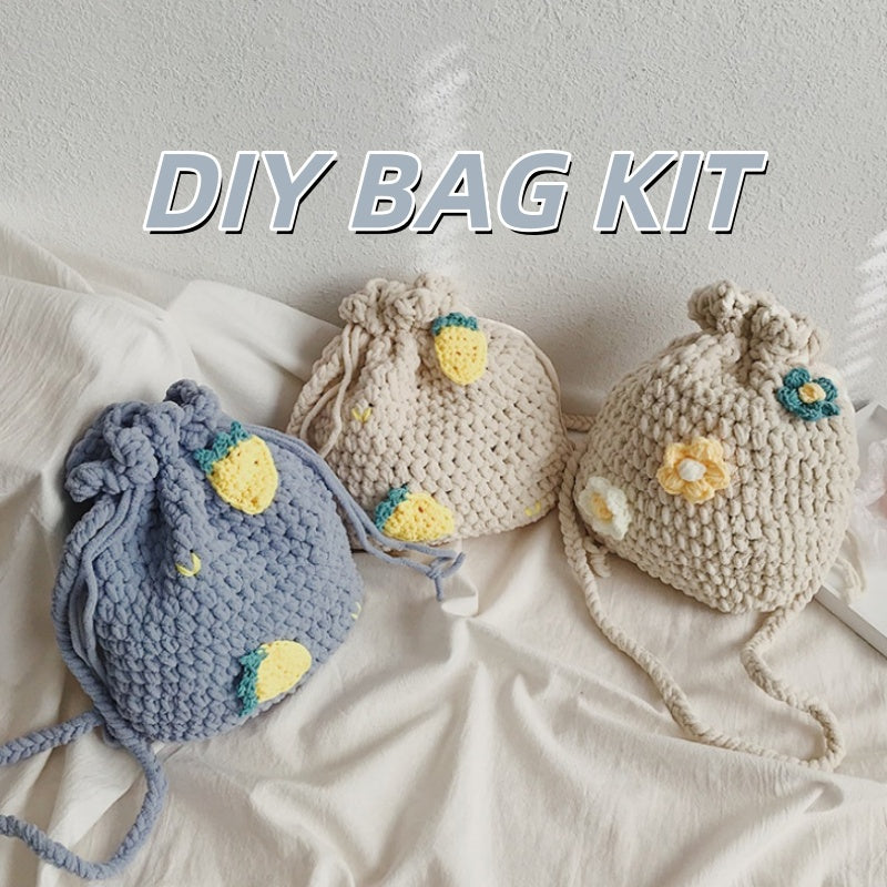 DIY Crochet Animal Shoulder Bag Kit for Beginners – Handmade Bear & Fruit Crossbody Bag with Video Tutorial