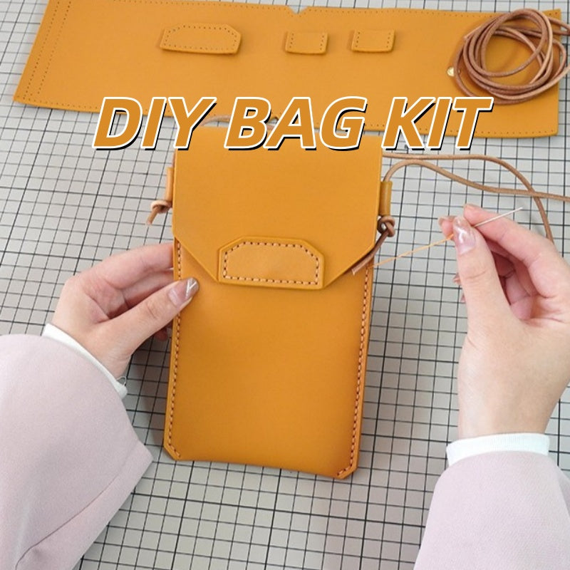 DIY Genuine Leather Phone Bag Kit – Handmade Crossbody Phone Pouch Sewing Kit for Beginners with Video Tutorial