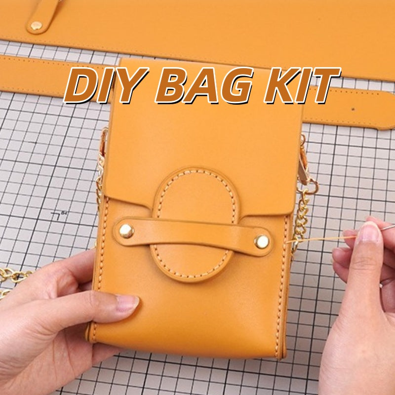 DIY Genuine Leather Coin Purse Kit for Beginners – Handmade Phone Pouch & Small Wallet Sewing Kit with Pre-Cut Cowhide Leather