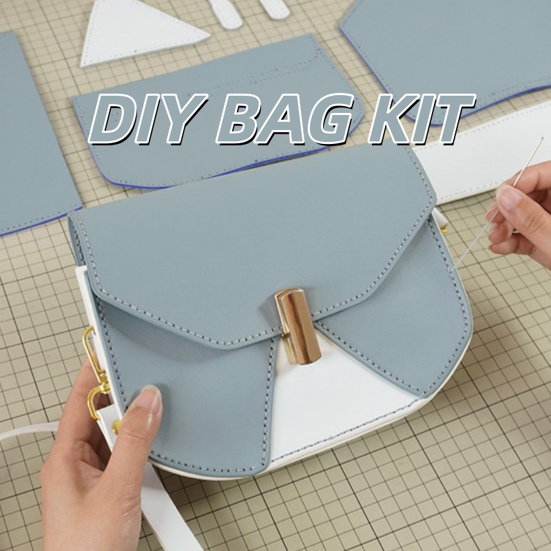 DIY Geometric Flap Genuine Leather Saddle Crossbody Bag Sewing Kit, Multi Color Adjustable Strap Shoulder Bag Handmade Craft Gift For Women