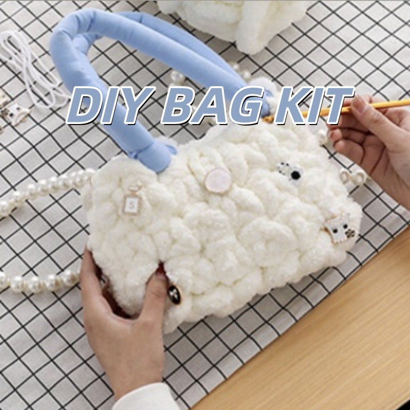 DIY Crochet Shoulder Bag Kit for Beginners – Handmade Cotton Yarn Crossbody Tote Bag Craft Kit with Video Tutorial
