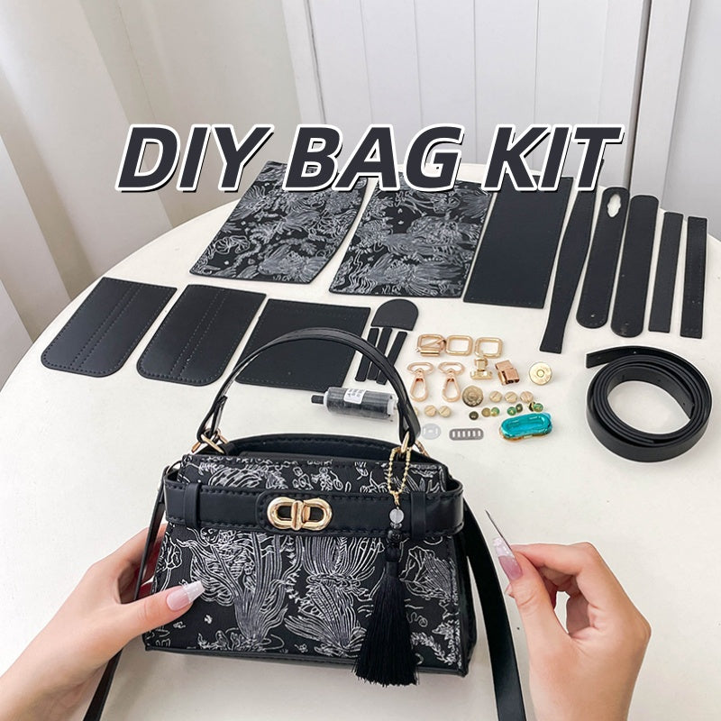 DIY PU Leather Crossbody Bag Kit for Beginners – Handmade Shoulder Bag Sewing Kit with Pre-Cut Materials & Video Tutorial