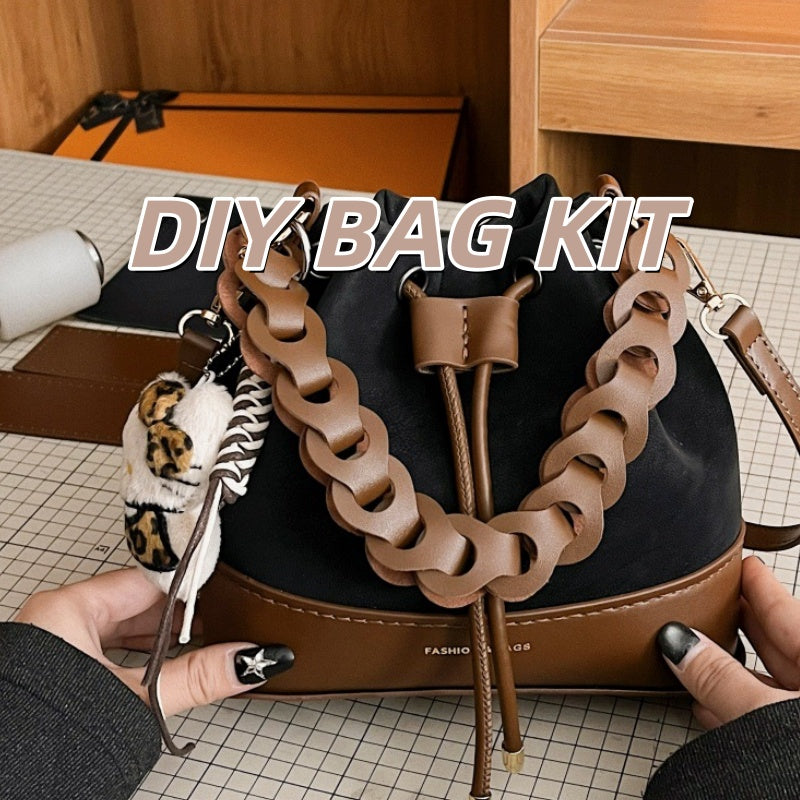 DIY PU Leather Tote Bag Kit for Beginners – Handmade Crossbody Handbag Sewing Kit with Pre-Cut Materials & Video Tutorial