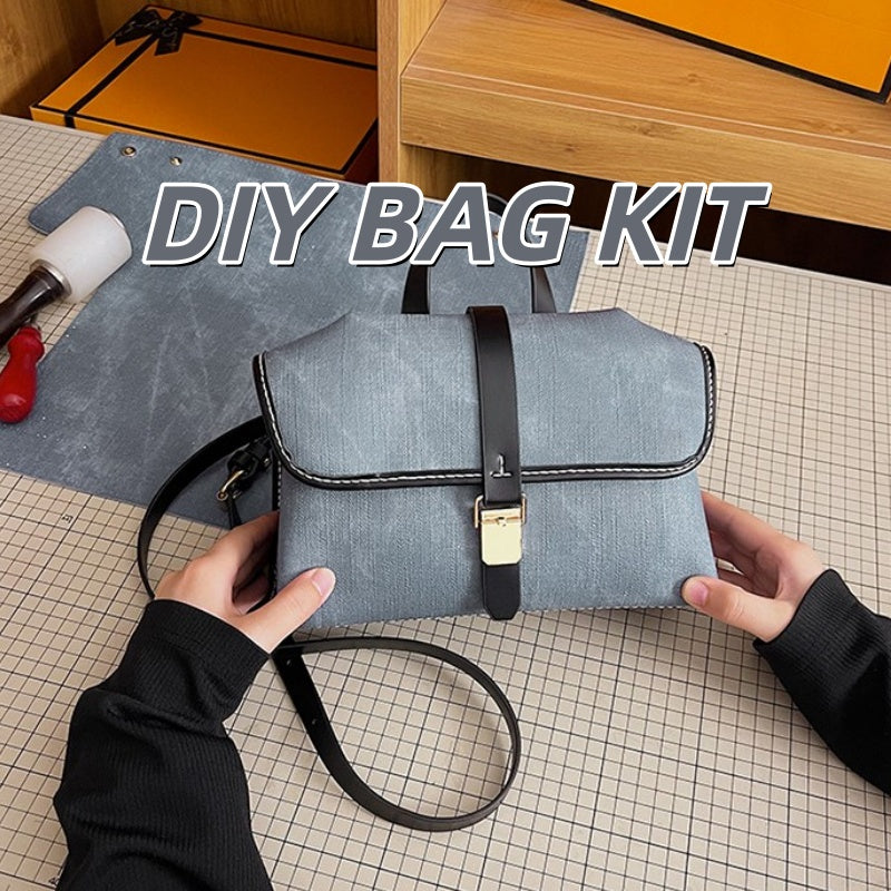 DIY PU Leather Crossbody Bag Kit for Beginners – Handmade Shoulder Handbag Sewing Kit with Pre-Cut Materials & Video Tutorial