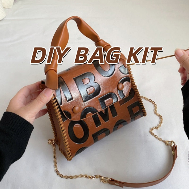 DIY PU Leather Tote Bag Kit for Beginners – Pre-Cut & Pre-Punched Handbag Sewing Kit with Adjustable Strap, Video Tutorial & Complete Materials