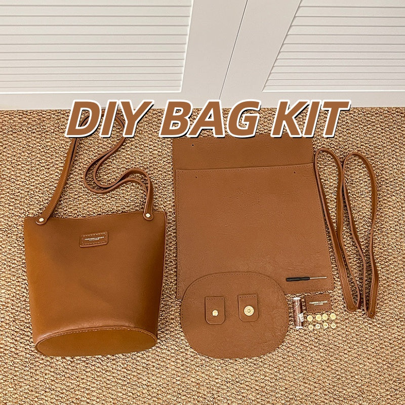 DIY Handmade Tote Bag Kit for Beginners – Pre-Cut PU Leather Sewing Craft Set with Video Tutorial, DIY Gift Bag